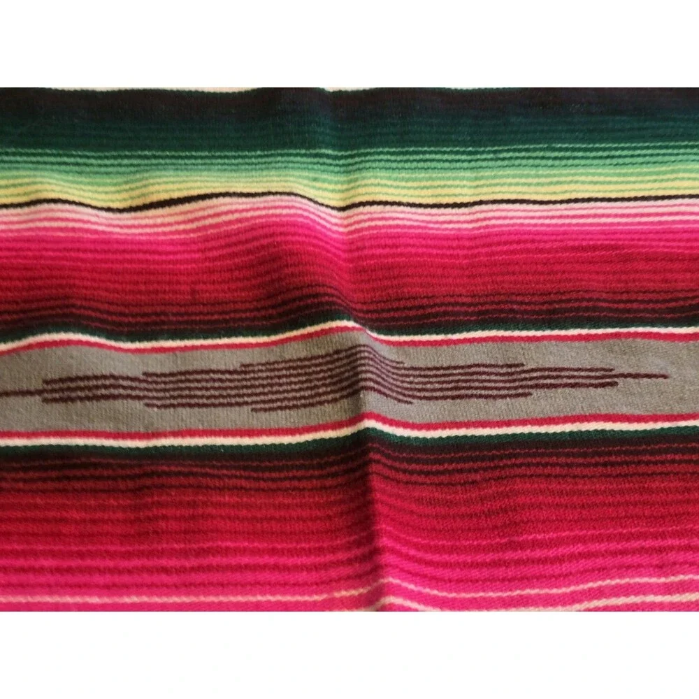 Vintage Mexican Sarape Blanket Rainbow Saltillo Stripe Blanket Throw 80x45